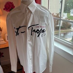 Signed Gaastra White Graphic Men's Button Down Shirt Unique